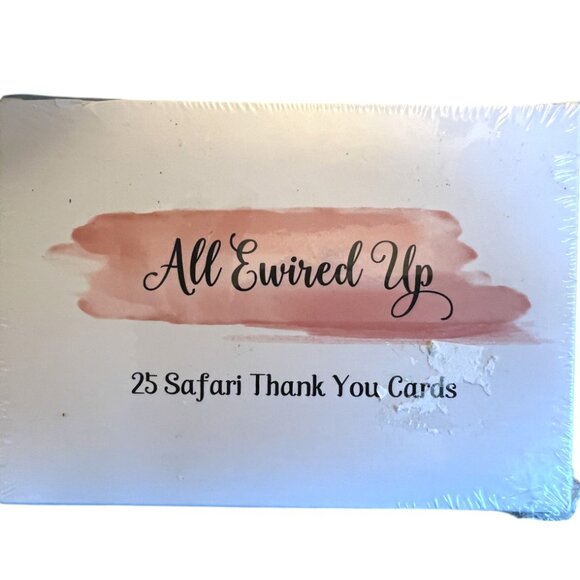 NWT! 25 Ewired SAFARI THANK YOU CARDS Elephant Lion Hippo Giraffe - Picture 8 of 9